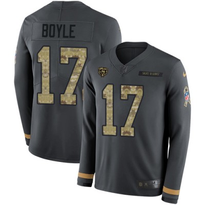 Nike Chicago Bears #17 Tim Boyle Anthracite Salute to Service Men's Stitched NFL Limited Therma Long Sleeve Jersey